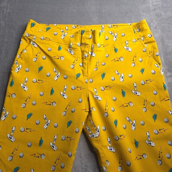 Izod Golf Womens Cropped Pants 12 Fun Golf Themed Print Mid Rise Stretch - Picture 4 of 7